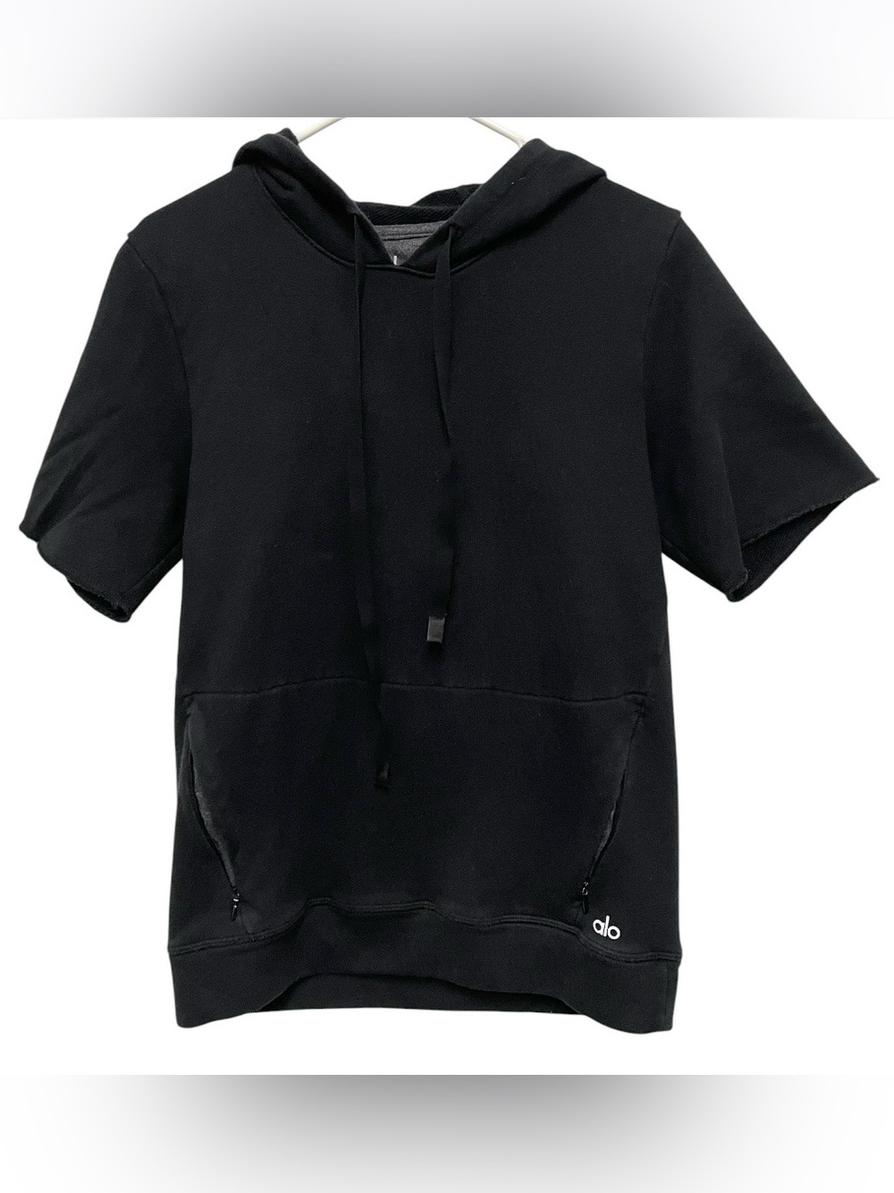 Alo short sleeve hoodie black
